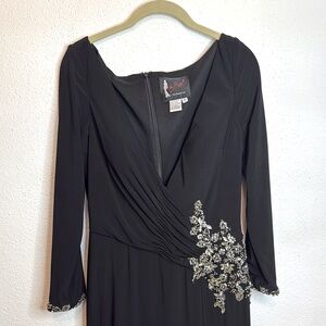 Mac Duggal Black Evening Dress with Silver Sequin Embellishments